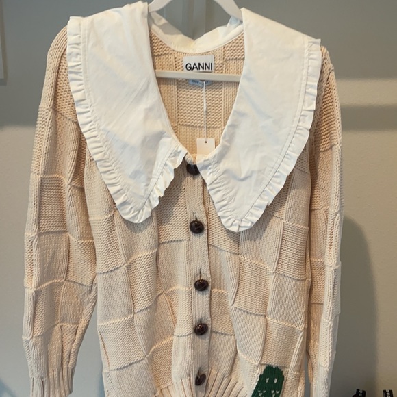 Ganni Chelsea Collar Cotton Collar Cardigan - Picture 6 of 8